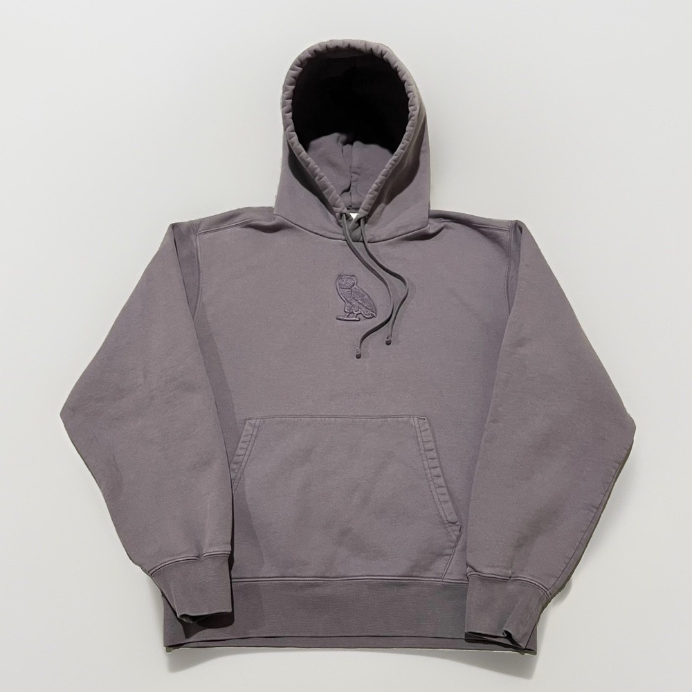 October's Very Own Mens Purple Fleece Owl Embroidered Pullover Hoodie Size S